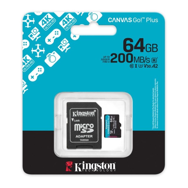 Memoria Kingston 64GB microSDXC Canvas GoPlus Gen4 (SDCG4/64GB)