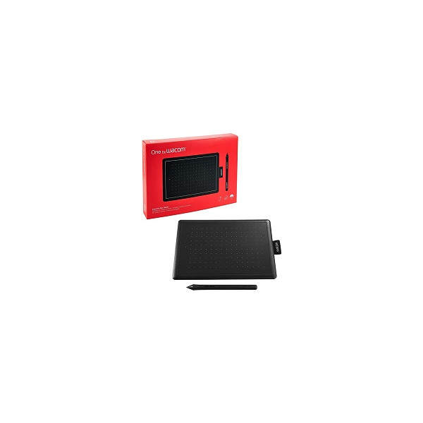 Wacom One by Wacom - Digitalizador - diestro y zurdo - 15.2 x 9.5 cm - electromagnético - cableado - USB - negro, rojo (CTL472K1A)