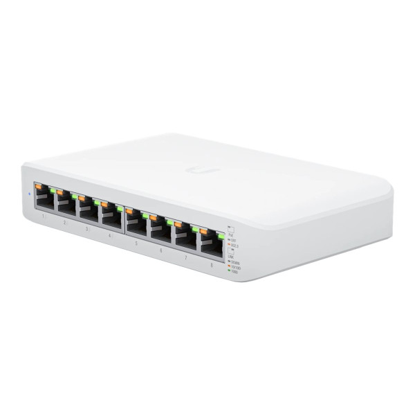 Ubiquiti UniFi Switch Lite USW-Lite-8-POE - Conmutador - Gestionado - 8 x 10/100/1000 (4 PoE+) - sobremesa, montaje en pared - PoE+ (52 W) (USW-LITE-8-POE)