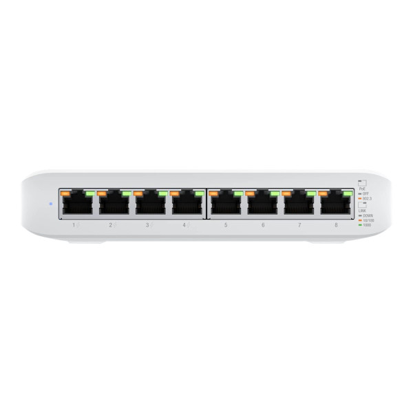 Ubiquiti UniFi Switch Lite USW-Lite-8-POE - Conmutador - Gestionado - 8 x 10/100/1000 (4 PoE+) - sobremesa, montaje en pared - PoE+ (52 W) (USW-LITE-8-POE)