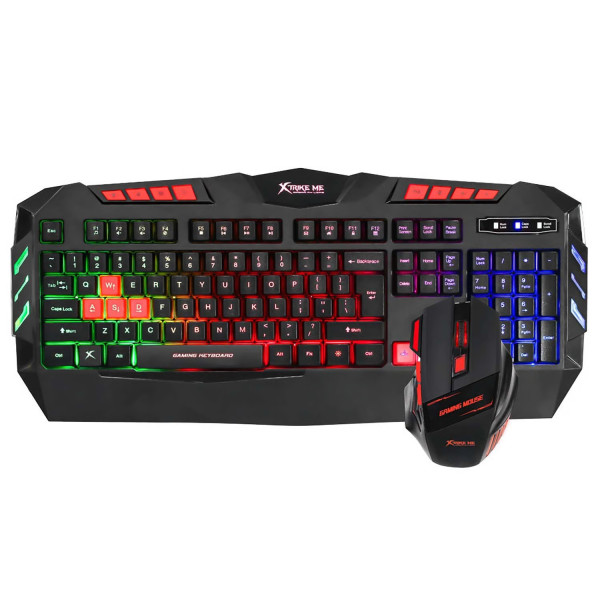 KIT TECLADO + MOUSE GAMING XTRIKE ME 2400 DPI NEGR