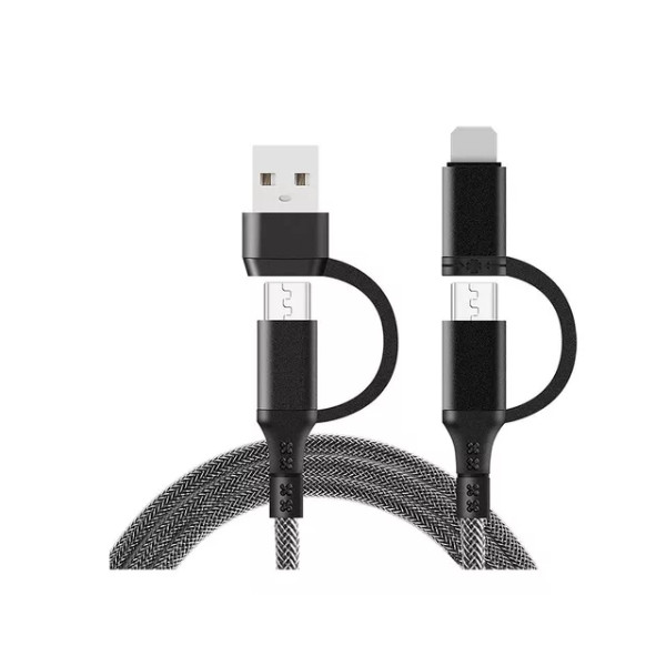 Cable Trenzado 4 en 1 GTC FT-UCA121, 3A,  Negro