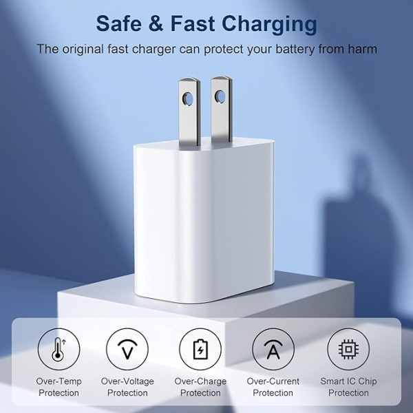 Cargador para iPhone de carga rápida, cargador de pared USB C de 20 W PD con cable de carga rápida para iPhone 14/14 Pro Max/13/13 Pro/12/12 Pro/11/11 Pro/XS, iPad (CARGIPHONE)