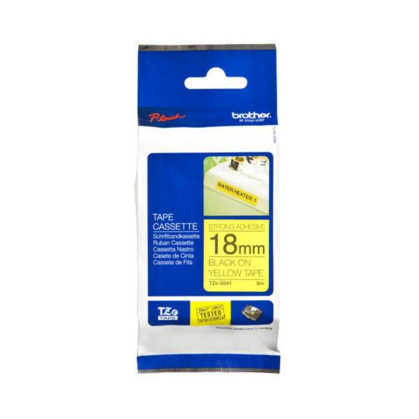 Brother TZe-S641 - Adhesivo extrarresistente - negro sobre amarillo - rollo (1,8 cm x 8 m) 1 cinta(s) tipo laminado - para Brother PT-D600; P-Touch PT-1880, D450, D800, E550, E800, P900, P950; P-Touch
