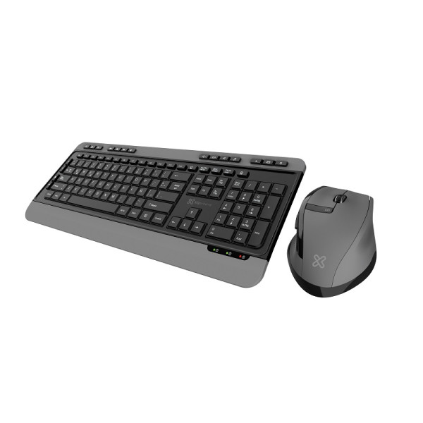 Klip Xtreme - Keyboard and mouse set - Spanish - Wireless - 2.4 GHz - Black and gray (KBK-520)