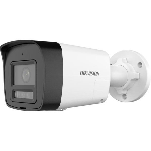 Hikvision 4MP Cámara de red bullet fija inteligente híbrida - Audio bidireccional - 4MP - Exterior - H.265+ - Focal fija 2,8 mm - 2560 × 1440 - WDR 120DB - IP67 - MicroSD (DS-2CD1043G2-LIUF/SL)