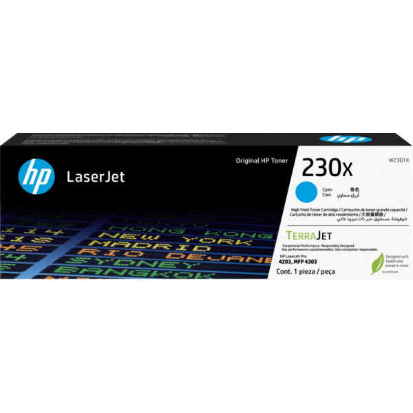 HP 230X - Cián - original - LaserJet - cartucho de tóner (W2301X) - para Color LaserJet Pro 4201, 4203, MFP 4301, MFP 4303 (W2301X)