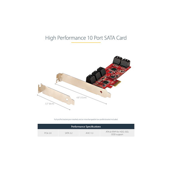 SATA PCIe Tarjeta controladora de almacenamiento 10 Puertos (10P6G-PCIE-SATA-CARD)