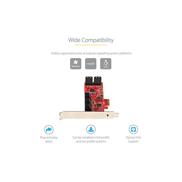 SATA PCIe Tarjeta controladora de almacenamiento 10 Puertos (10P6G-PCIE-SATA-CARD)