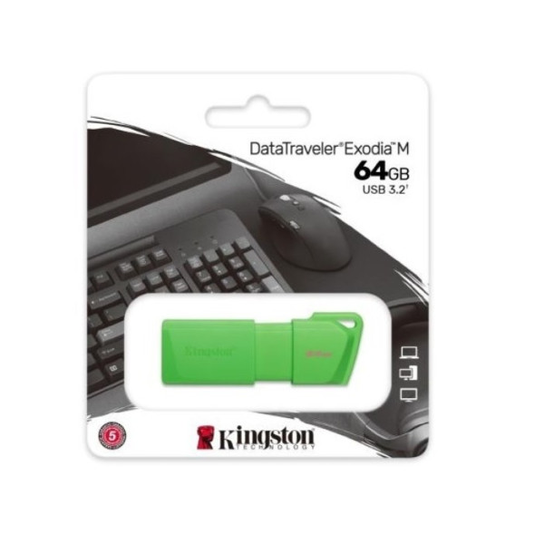 Pendrive Kingston flash drive 64GB USB 3.2 Gen 1 - NEON Green (KC-U2L64-7LG)