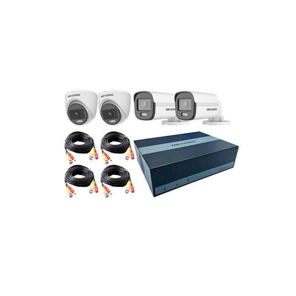 Hikvision  DVR + Cámaras  4 Canales + 2 Bullet + 2 Turret