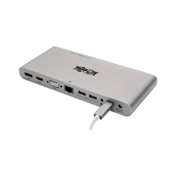 Tripp Lite USB C Docking Station w/ USB-Hub, USB-A/C, HDMI, VGA, DP, Gbe, PD Charging 4K, USB Type-C, USB-C USB Type C, Thunderbolt 3 Compatible - Estación de conexión - USB-C 3.1 / Thunderbolt ...