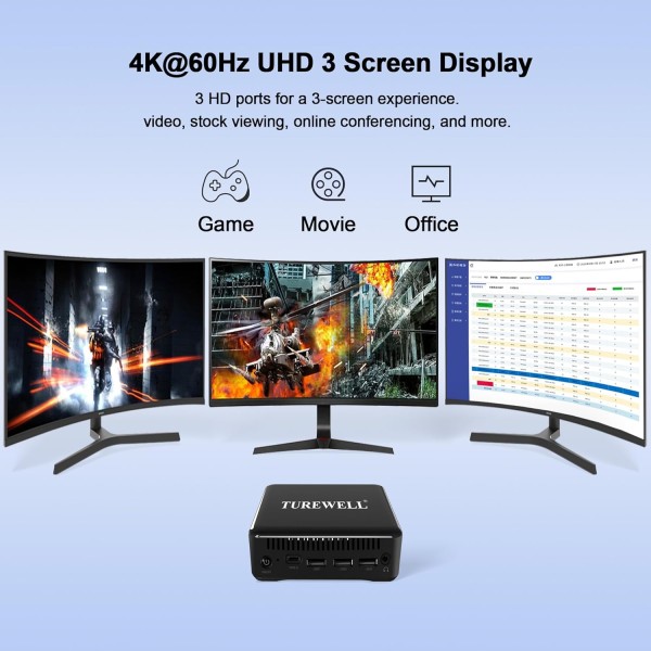 TUREWELL MINI PC HSI-95 Alder Lake N95 QUAD-CORE 3.40GHZ 8GB 256GB M2 SSD WIN 11 PRO (B0GKNM4NQL)