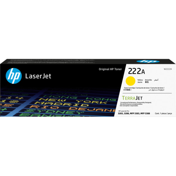 Tóner Original HP LaserJet 222A Hasta 1200 páginas, Amarillo (W2222A)