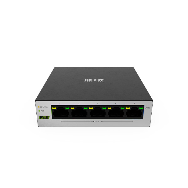 Nexxt Solutions Infrastructure - Switch - Gigabit Ethernet - 5 - 1 Gigabit Ethernet - 4 POE+ 60W (NSW-V501P)