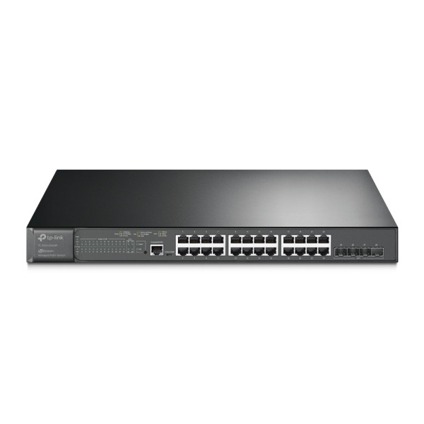 TP-Link JetStream TL-SG3428XMP - V1 - conmutador - Gestionado - 24 x 10/100/1000 (PoE+) + 4 x 10 Gigabit SFP+ - montaje en rack - PoE+ (384 W)