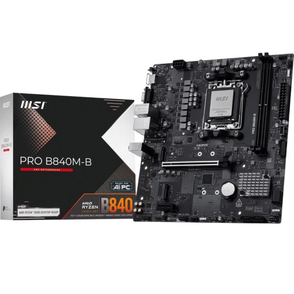 MSI - PRO B840M-B - Motherboard - Micro ATX - AMD B840 - para Core Ultra / para Ryzen - AM5 DDR5
