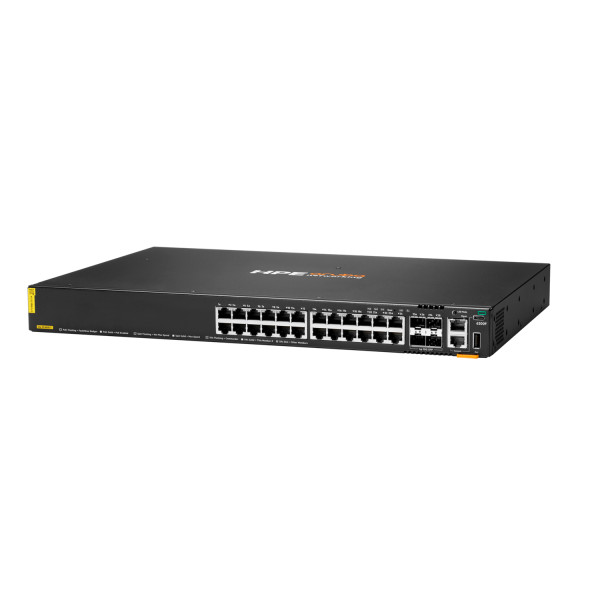 HPE Aruba 6200F 24G Class4 PoE 4SFP+ 370W Switch - Conmutador - Distancia máx. de apilamiento de 10 km - L3 - Gestionado - 24 x 10/100/1000 (PoE+) + 4 x 1 Gigabit / 10 Gigabit SFP+ (enlace ascen ...