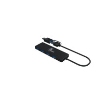 Hub USB de 4 Puertos Xtech XTC-390, USB 3.0, Entrada USB 3.0/USB-C, Negro
