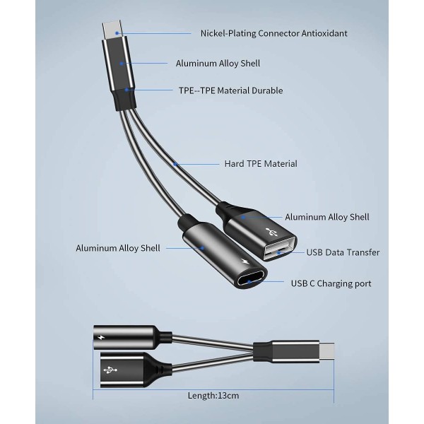 Adaptador USB C OTG con alimentación, USB C a USB hembra con adaptador OTG de carga PD de 60 W (B09CYHXDRH)