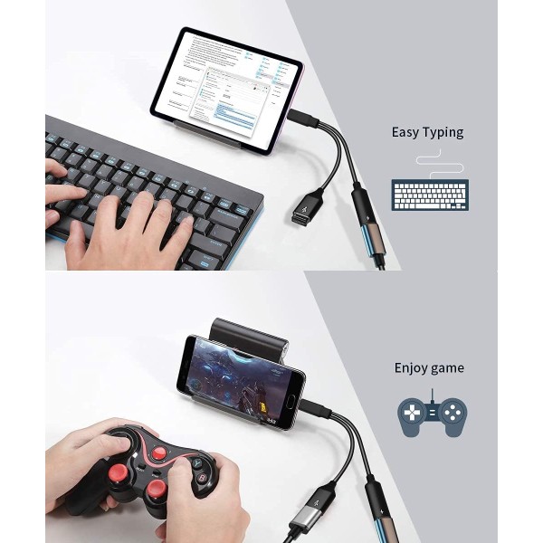 Adaptador USB C OTG con alimentación, USB C a USB hembra con adaptador OTG de carga PD de 60 W (B09CYHXDRH)