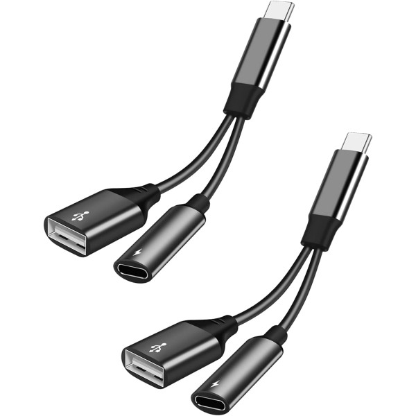 Adaptador USB C OTG con alimentación, USB C a USB hembra con adaptador OTG de carga PD de 60 W