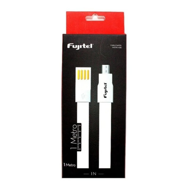 CABLE FUJITEL USB A MICRO USB - 1MT PLANO IMANTADO BLANCO