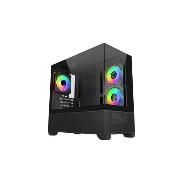 Gabinete Gamer Cooler Master Elite 490, Mini Tower, 3x Ventiladores ARGB, Vidrio Templado, Negro (E490-KHNN-S00)