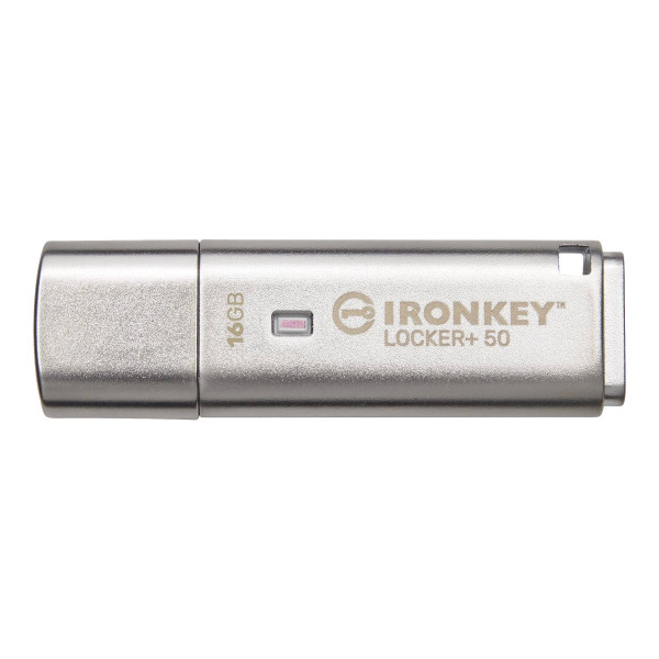 Kingston IronKey Locker+ 50 - Unidad flash USB - cifrado - 16 GB - USB 3.2 Gen 1 (IKLP50/16GB)