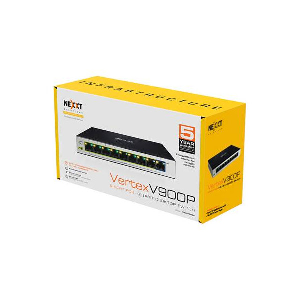 Nexxt Solutions Infrastructure - Switch - Gigabit Ethernet - 9 - 1 Gigabit Ethernet - 9 POE+ 120W (NSW-V900P)