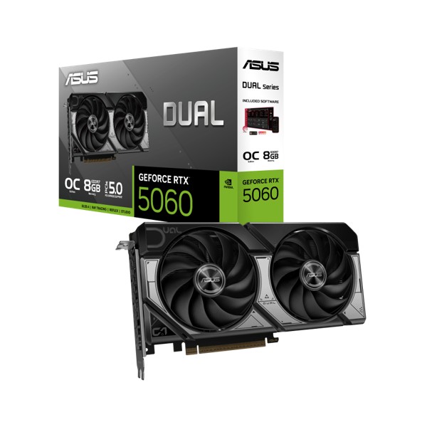 Tarjeta de Video ASUS DUAL NVIDIA GeForce RTX 5060 OC Edition 8GB GDDR7 128-bit PCI-e 5.0 (90YV0N12-M0AA00)