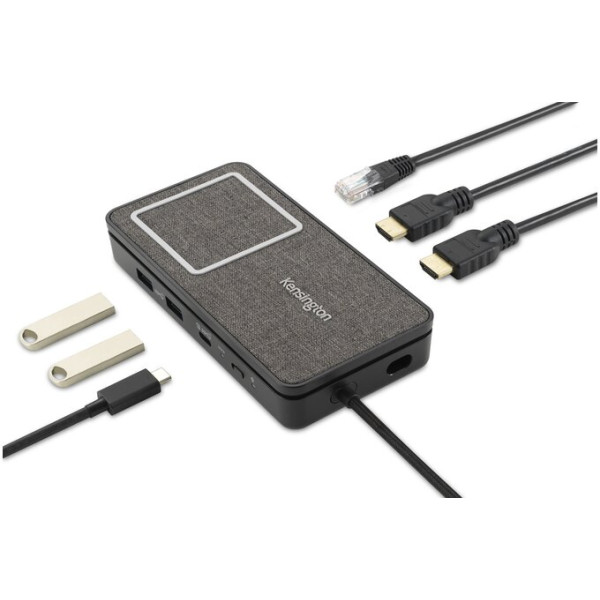 Adaptador Multipuerto HUB Kensington SD1700P USB-C, 4k, USB-A, USB-C, HDMI, Ethernet, Carga Qi (K32800WW)