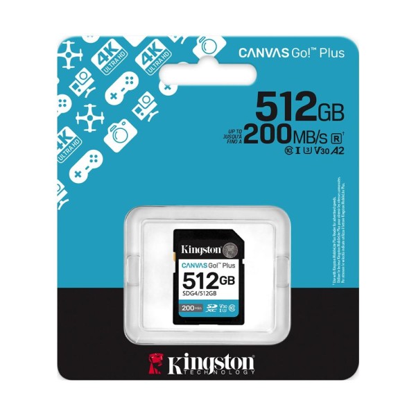 Memoria Kingston 512GB SDXC Canvas GoPlus Gen4 200 (SDG4/512GB)