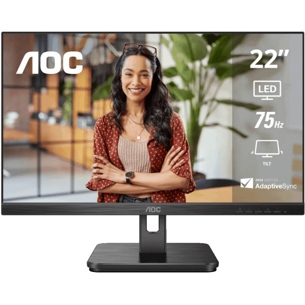 Monitor Plano AOC 22E2HM - 21.5 Full HD, VA, 75Hz, HDMI/VGA, Flicker-Free