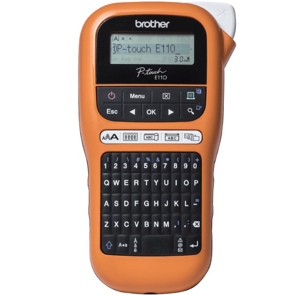 Brother P-Touch PT-E110VP - Etiquetadora - B/N - transferencia térmica - rollo (1,2 cm) - 180 ppp - hasta 20 mm/segundo - cortador - impresión de 2 líneas