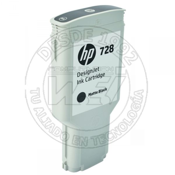 Cartucho de Tinta HP 728 Color Negro Mate, 300 Ml (F9J68A)