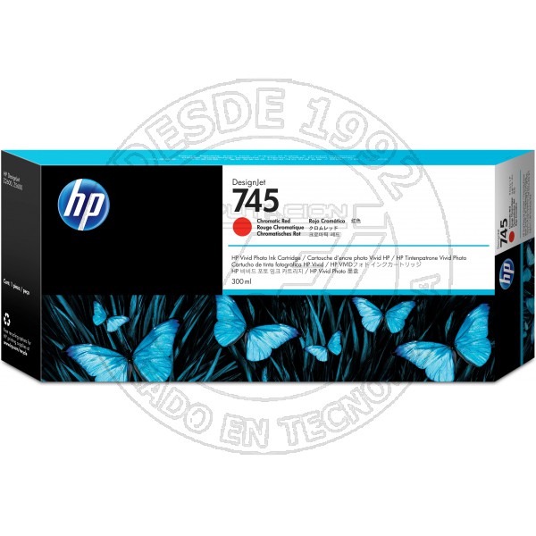 Cartucho De Tinta  
 Designjet 745 Rojo Cromatico De 300 Ml (F9K06A)