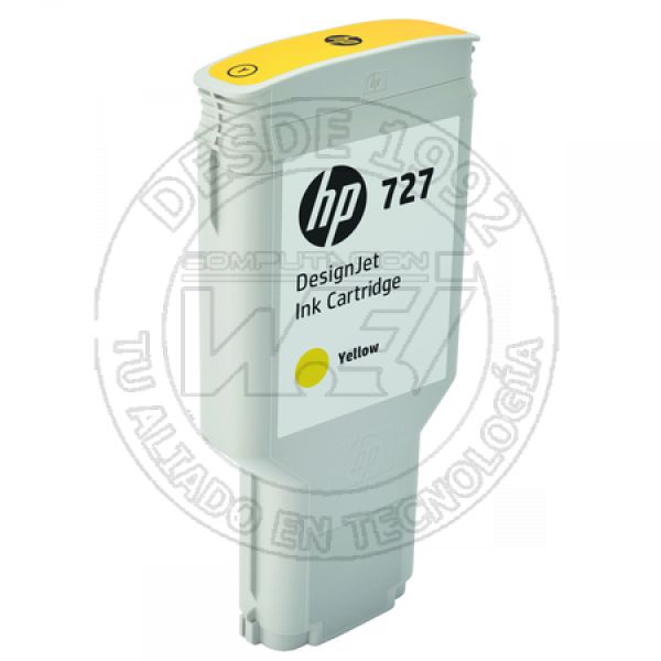 Cartucho de Tinta HP 727 Color Amarillo, 300 Ml (F9J78A)