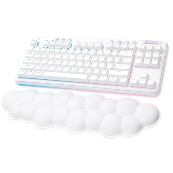Logitech G715 Wireless Mechanical Gaming Keyboard withTactile Switches (GX Brown), and Keyboard Palm Rest - White Mist - Teclado - sin teclado numérico - retroiluminación - Bluetooth, 2.4 GHz - ... (920-010453)