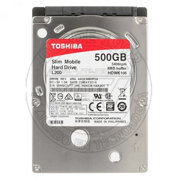 Disco Duro 500gb  2.5 Pulg. 5400rpm  Serial Ata 3 L200 Segunda Seleccion (HDWK105UZSVA)