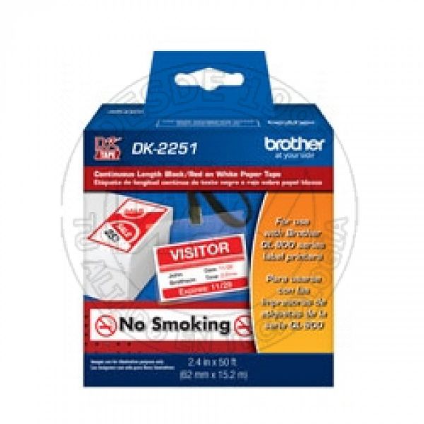 Dk-2251 Negro Y Rojo Sobre Blanco Dk Cinta Para Impresora De E