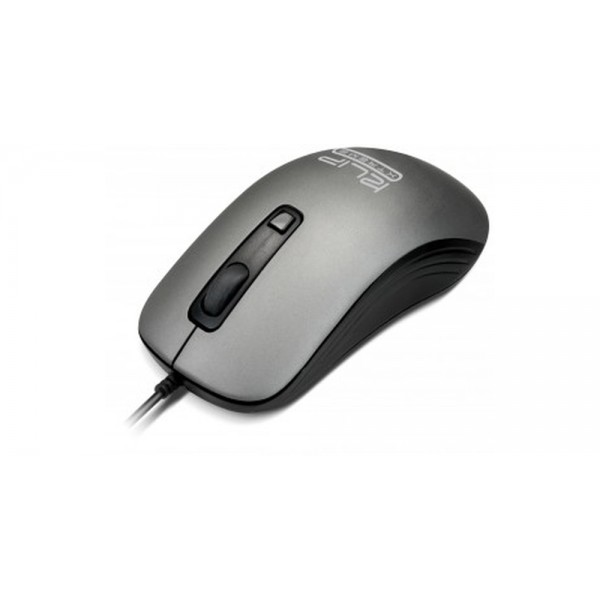 Mouse Usb Optico 1600Dpi Ambidextro Negro Gris