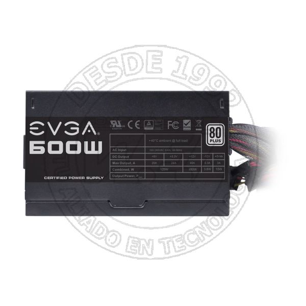 Fuente De Poder Evga 600w W1, Certificada 80+ White Plus (100-W1-0600-K1)