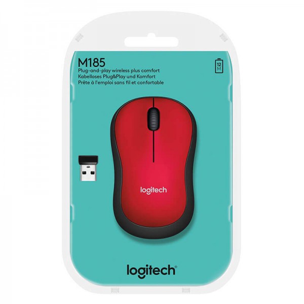 Mouse  Inalámbrico Ambidextro M185 Rf Rojo (910-003635)