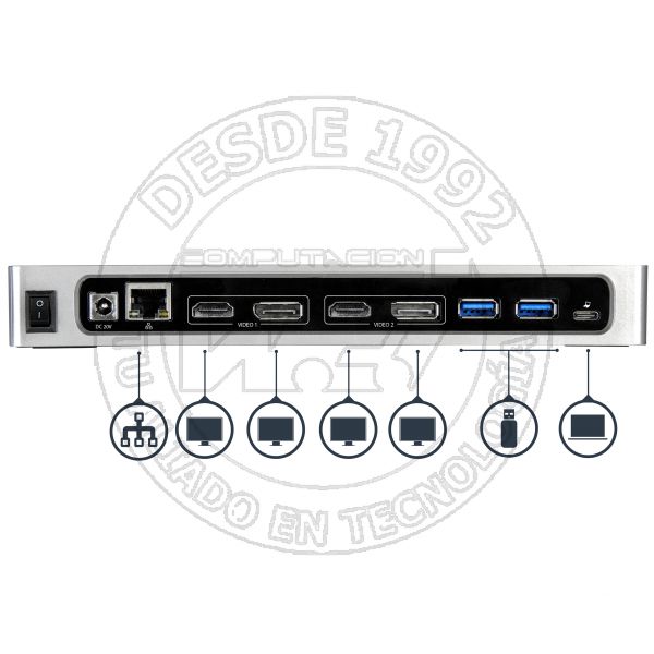 Docking Station 4k Dual Con 6 Puertos Usb C  Usb 3.0 (DK30A2DH)