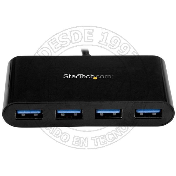 Hub Usb-C Startech 4 Puertos Usb-A 3.0 Alimentado Por El Bus Color Negro (HB30C4AB)