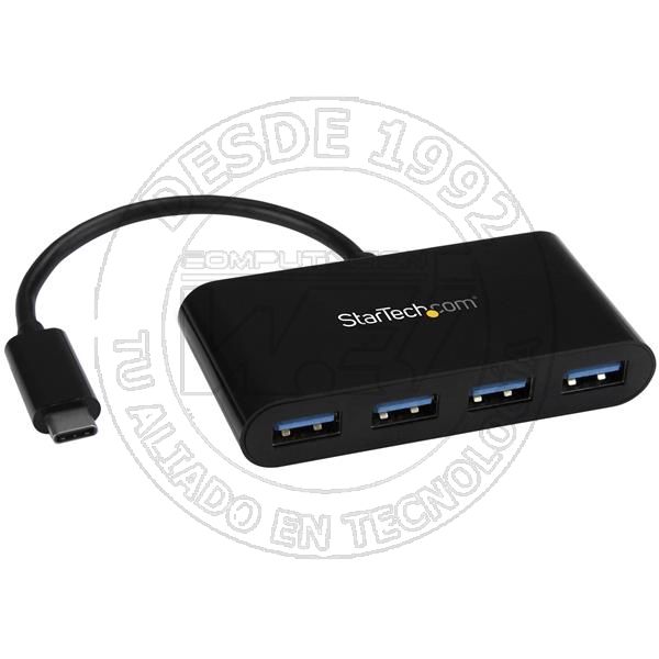 Hub Usb-C Startech 4 Puertos Usb-A 3.0 Alimentado Por El Bus Color Negro