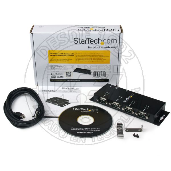 Concentrador Adaptador USB A Serie Rs232 Db9 4 Puertos - Riel Din Indu (ICUSB2324I)