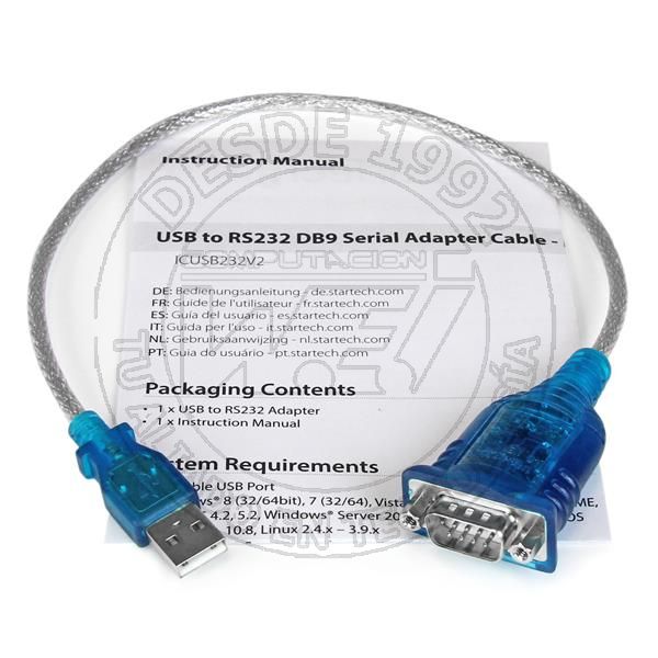 Cable Adaptador USB A Serie Rs232 de 1 Puerto Serial Db9  Macho A Mac (ICUSB232V2)