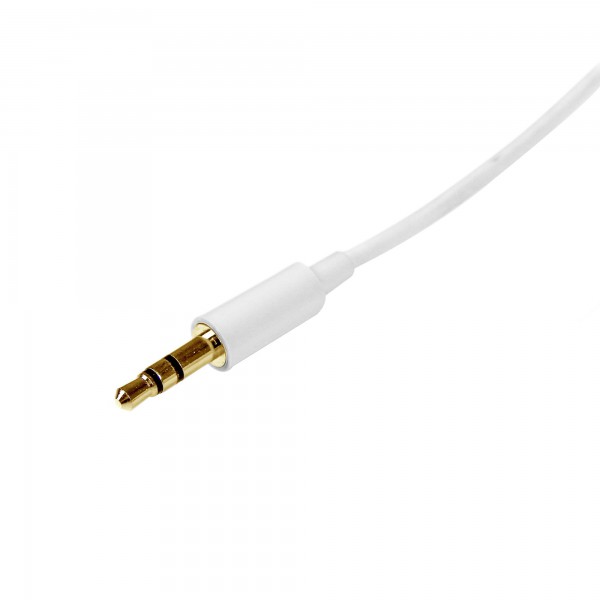 Cable De 2 Metros Delgado De Audio Estereo Mini Jack De 3,5mm  Blanco (MU2MMMSWH)